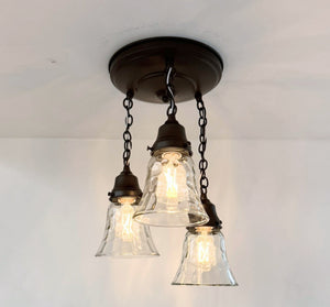 Vintage Pebble Glass Ceiling Light Trio - The Lamp Goods