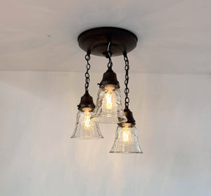 Vintage Pebble Glass Ceiling Light Trio - The Lamp Goods