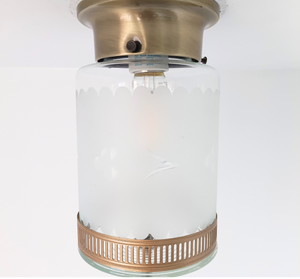 Vintage Frosted Scallop Cylinder Ceiling Light