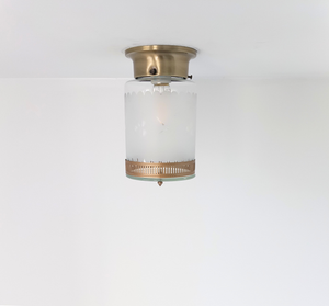 Vintage Frosted Scallop Cylinder Ceiling Light