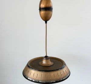 Vintage Industrial Bronze Dish Pendant Light