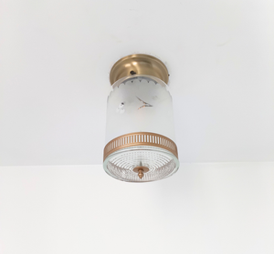 Vintage Frosted Scallop Cylinder Ceiling Light