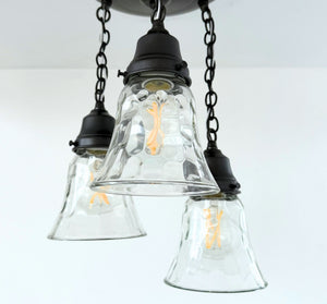 Vintage Pebble Glass Ceiling Light Trio - The Lamp Goods