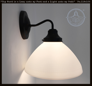 10" Milk Glass Waffle Sconce