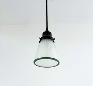 Green Rim Frosted Holophane Pendant - The Lamp Goods