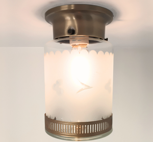 Vintage Frosted Scallop Cylinder Ceiling Light