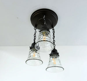 Vintage Pebble Glass Ceiling Light Trio - The Lamp Goods