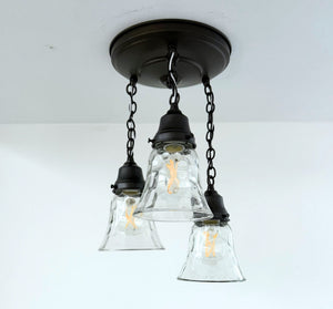 Vintage Pebble Glass Ceiling Light Trio - The Lamp Goods