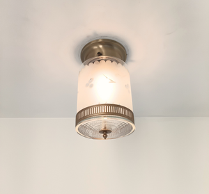 Vintage Frosted Scallop Cylinder Ceiling Light