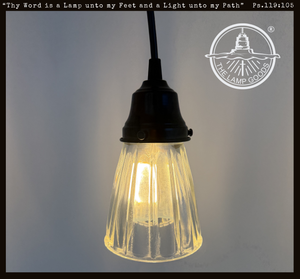 Thick Clear Holophane Farmhouse Pendant