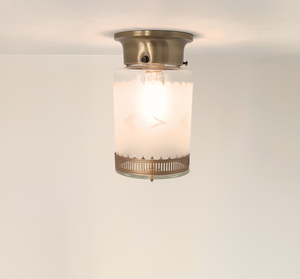 Vintage Frosted Scallop Cylinder Ceiling Light
