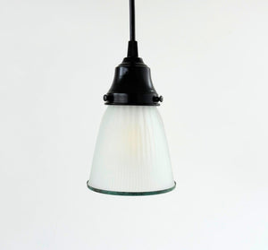 Green Rim Frosted Holophane Pendant - The Lamp Goods