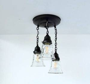 Vintage Pebble Glass Ceiling Light Trio - The Lamp Goods