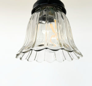 Delicate Clear Fluted Tulip Pendant or Sconce