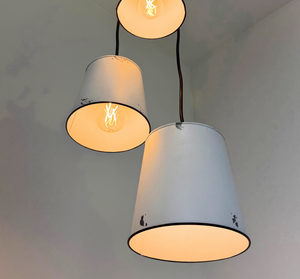 Farmhouse White Barn Distressed Trio Pendant