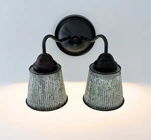 Farmhouse Lime Washed Bucket Double Sconce