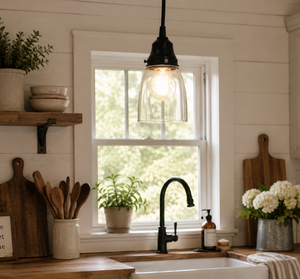 Simple Clear Farm Bell Glass Pendant