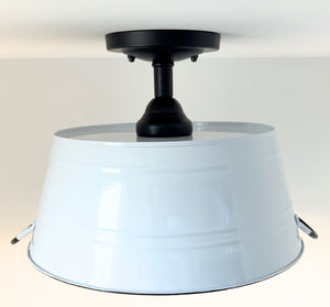 White Enamel Country Barn Ceiling Light