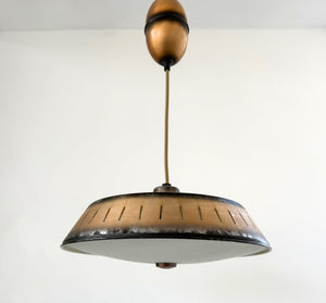Vintage Industrial Bronze Dish Pendant Light