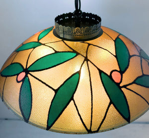 Vintage Stained Glass Floral Glow Pendant Light