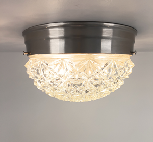 Rare Antique Diamond Starburst Dome Ceiling Light