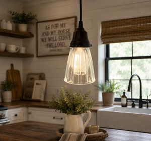Thick Clear Holophane Farmhouse Pendant