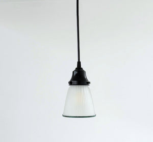Green Rim Frosted Holophane Pendant - The Lamp Goods