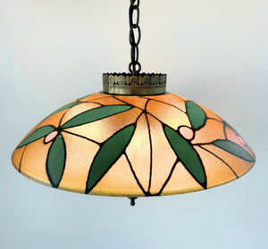 Vintage Stained Glass Floral Glow Pendant Light