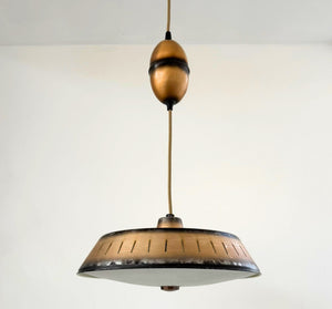 Vintage Industrial Bronze Dish Pendant Light