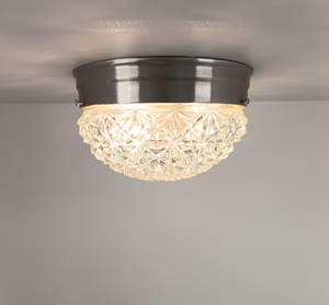 Rare Antique Diamond Starburst Dome Ceiling Light