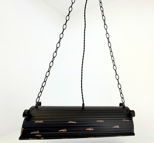 Black Distressed Rustic Dome Pendant Light — fixture detail