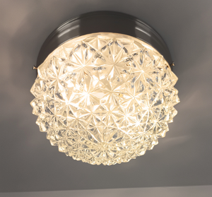 Rare Antique Diamond Starburst Dome Ceiling Light