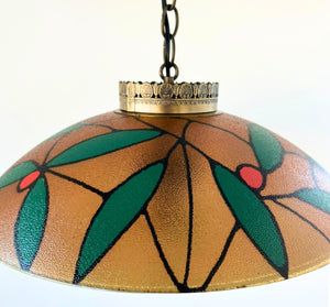 Vintage Stained Glass Floral Glow Pendant Light