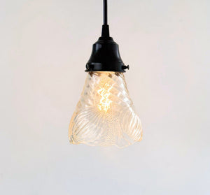 Clear Floral Ribbed Shell Pendant Light - The Lamp Goods