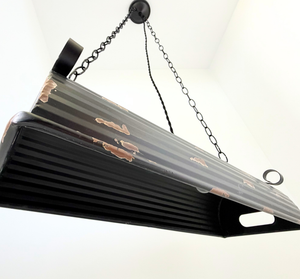 Black Distressed Rustic Dome Pendant Light — alternate angle