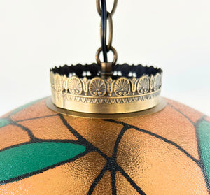 Vintage Stained Glass Floral Glow Pendant Light