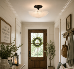 Frosted Art Deco Bowl Ceiling Light