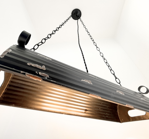 Black Distressed Rustic Dome Pendant Light — detail view