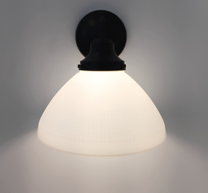 10" Milk Glass Waffle Sconce