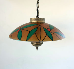 Vintage Stained Glass Floral Glow Pendant Light
