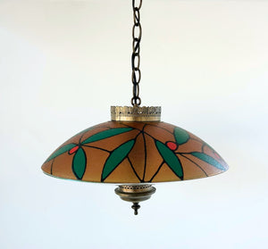 Vintage Stained Glass Floral Glow Pendant Light