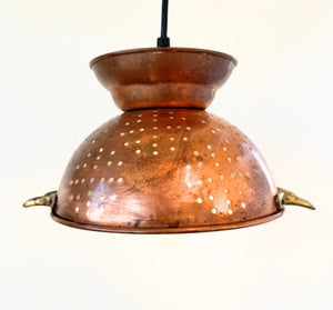 Artisan Copper Colander Pendant Light