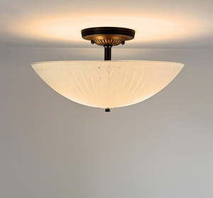 Frosted Art Deco Bowl Ceiling Light