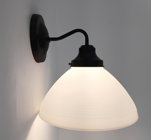 10" Milk Glass Waffle Sconce