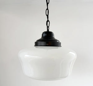 Beveled Schoolhouse Milk Glass Pendant