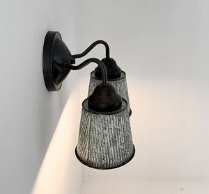 Farmhouse Lime Washed Bucket Double Sconce