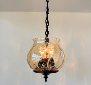 Vintage Amber Glass Tulip Pendant Light
