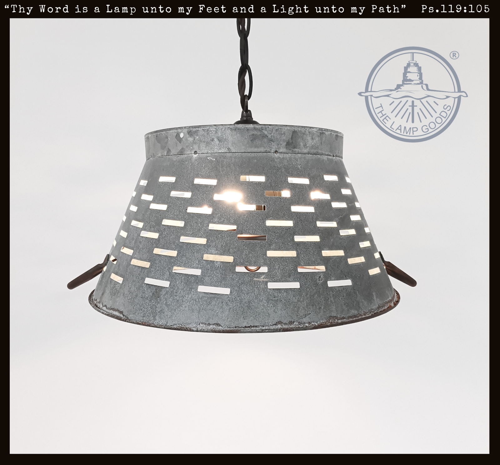 Galvanized Punctured Tin Slat 15" Pendant