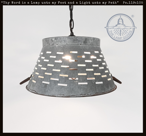 Galvanized Punctured Tin Slat 15" Pendant