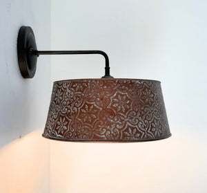 Ornate Copper Custom 90 Degree Arm Wall Sconce - The Lamp Goods